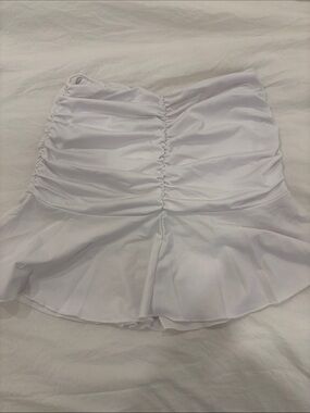 White Ruched Mini Skirt